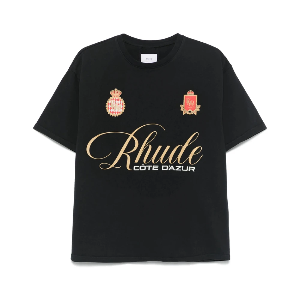 Rhude Zwart Logo Print Crew Neck T-shirt Black Heren