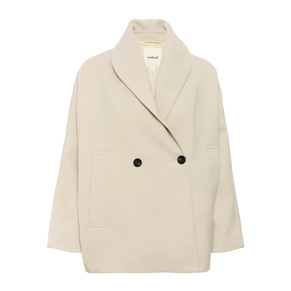 Soaked In Luxury Women's Beige Elegant Peacoat Ancient Scroll Jacket