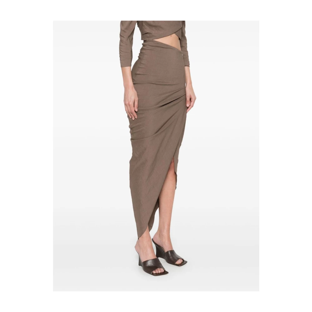 Cortana Bruine Asymmetrische Draperie Rok Brown Dames