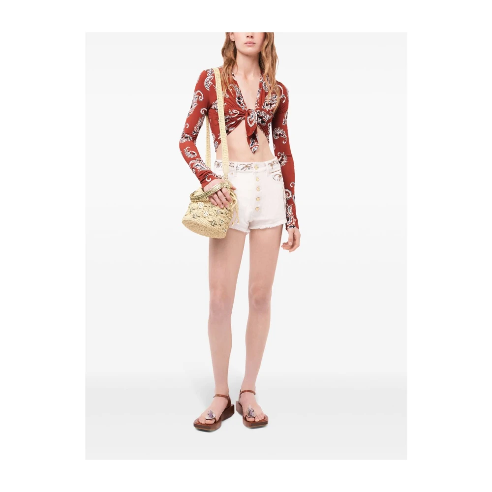 Paco Rabanne Natuurlijke Raffia Schoudertas met Kettinghandvat Beige Dames