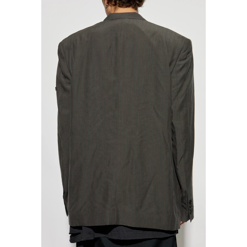 Balenciaga Blazer met krijtstreep patroon Gray Heren