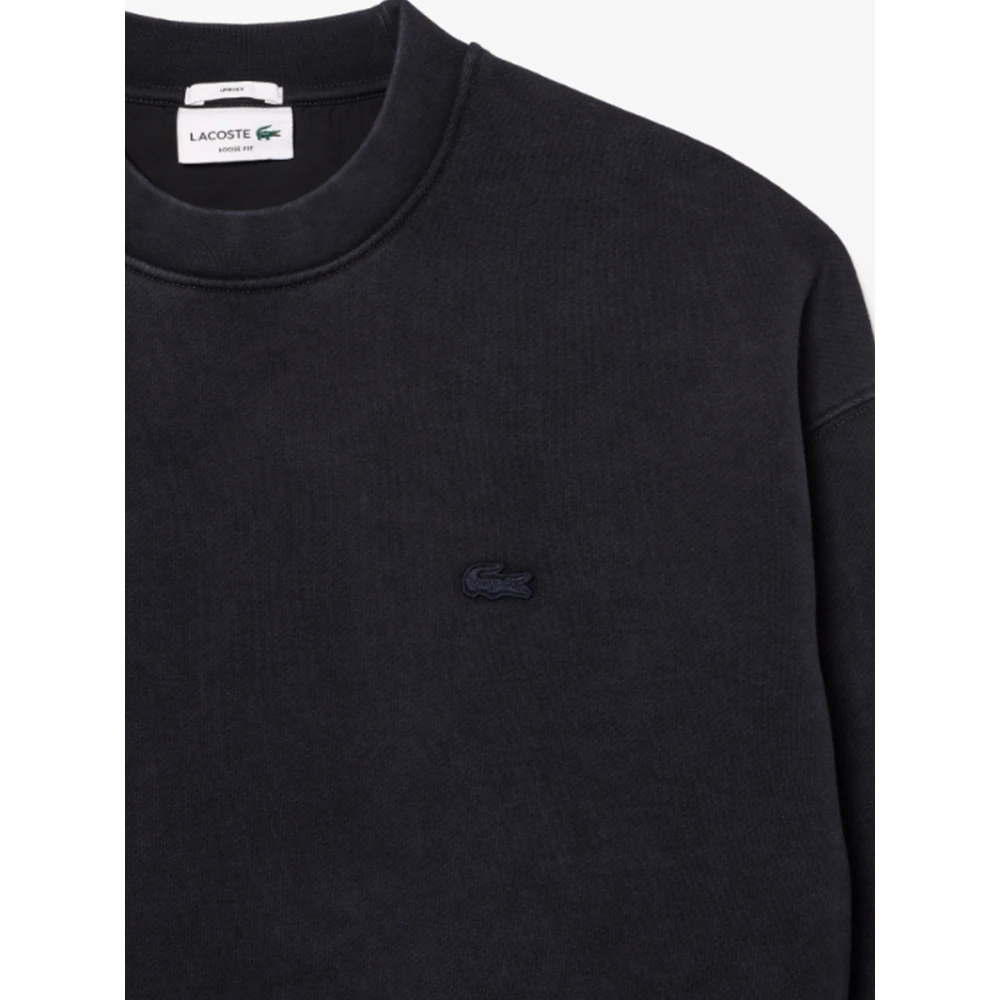 Lacoste Ruimvallende Gewassen Effect Sweater Black Heren