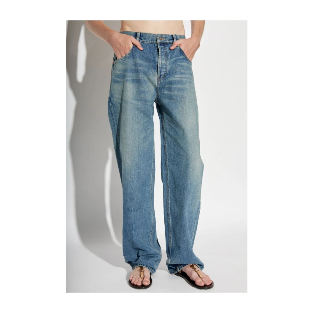 Saint Laurent Blauwe Gewassen Denim Straight Leg Jeans Blue Heren