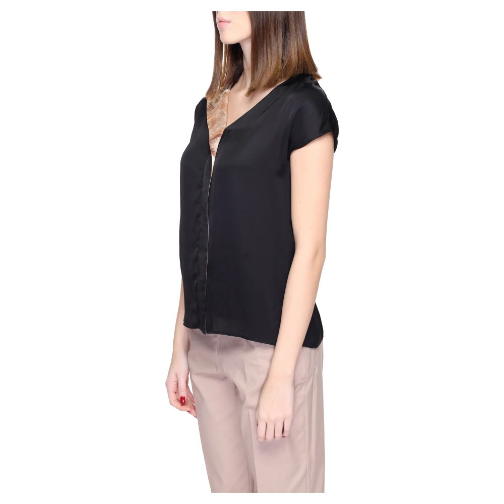 Alviero Martini 1a Classe Zwarte korte mouwen blouse lente zomer Black Dames