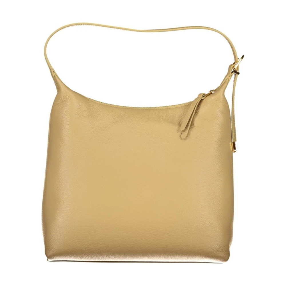 Coccinelle Beige Leren Schoudertas met Rits Beige Dames