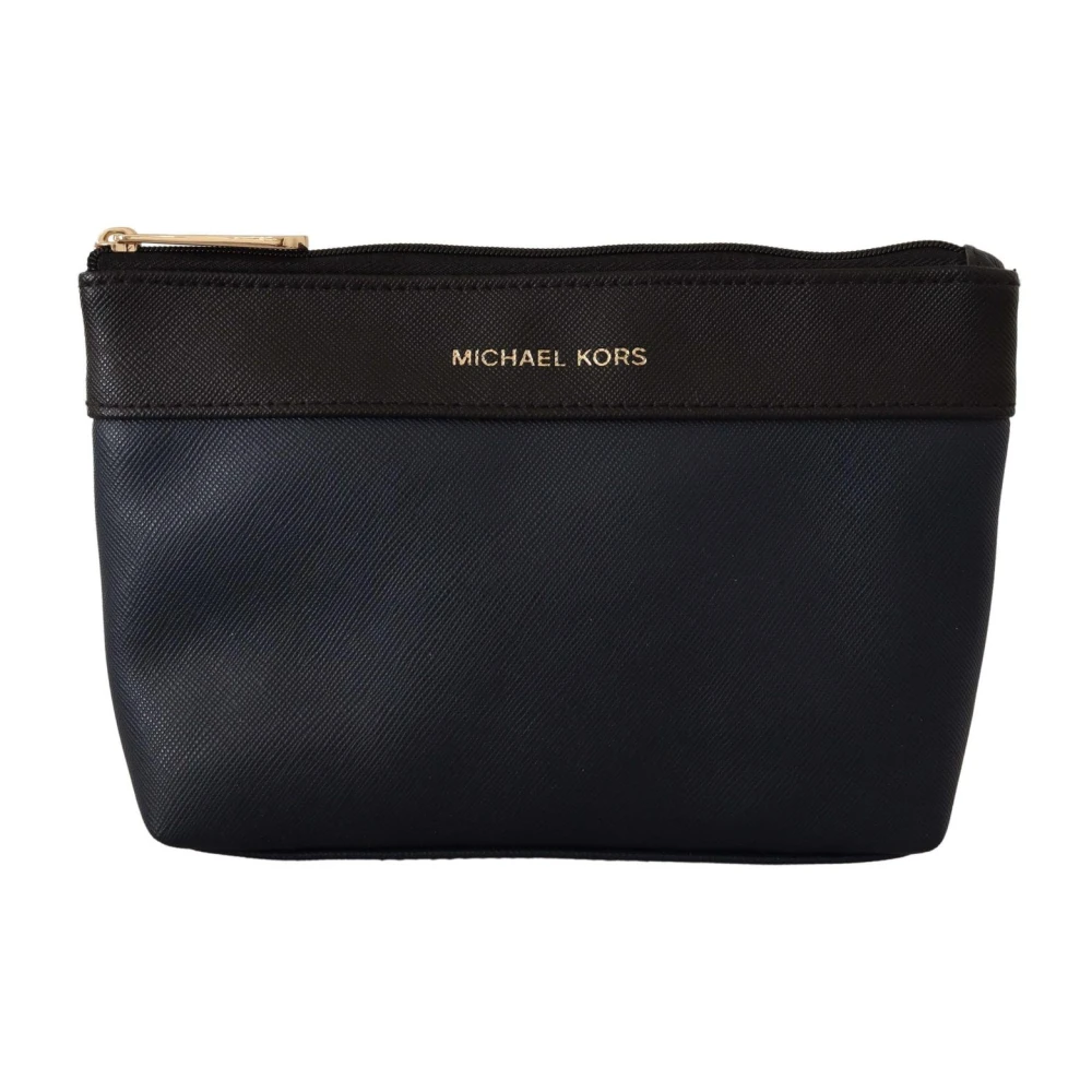 Michael Kors Zwarte leren tas met gouden details Black Dames