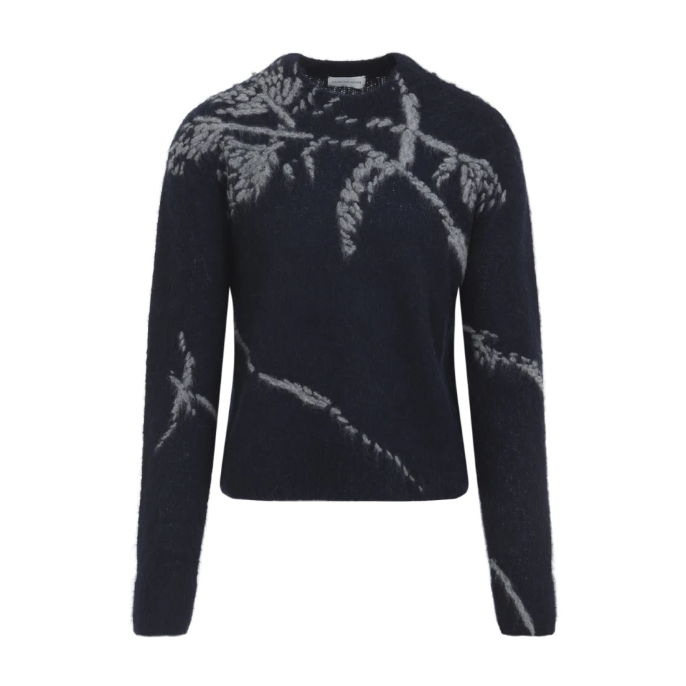 Dries Van Noten, Stickade tröjor & koftor, Herr, XL, Blå Tröja Aw25 Alpacka Merinoull Blandning