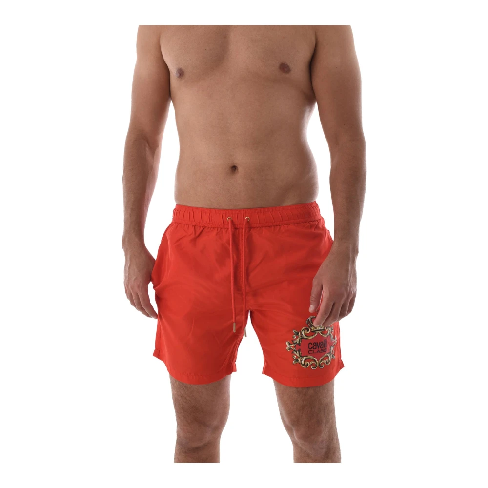 Cavalli Class Rode Logo Zwemshorts Klassieke Stijl Red Heren