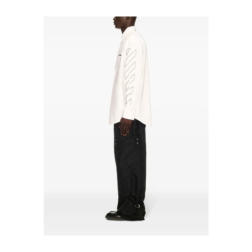 Off White Witte Button-Up Shirt met Logo White Heren