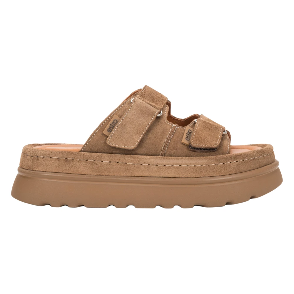 Estro Brown Platform Mules - Female - Sliders - 6 Uk - Shoes