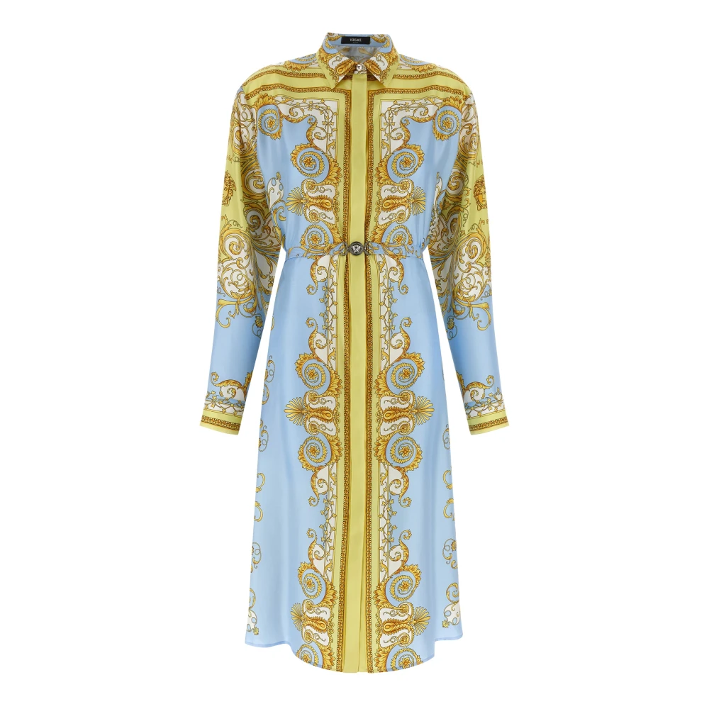 Versace Women's Multicolor Barocco Silk Twill Midi Shirt Dress - Shirt Dresses - Xl - Dresses