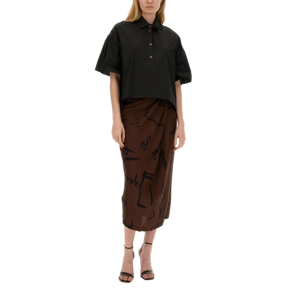 Alysi Zijden Native Print Rok Brown Dames