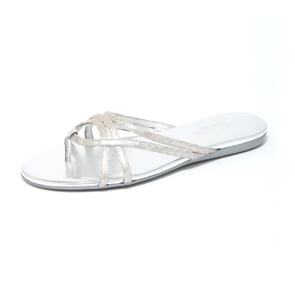 Hogan Women's Gray Crocodile Print Sandal Shoes