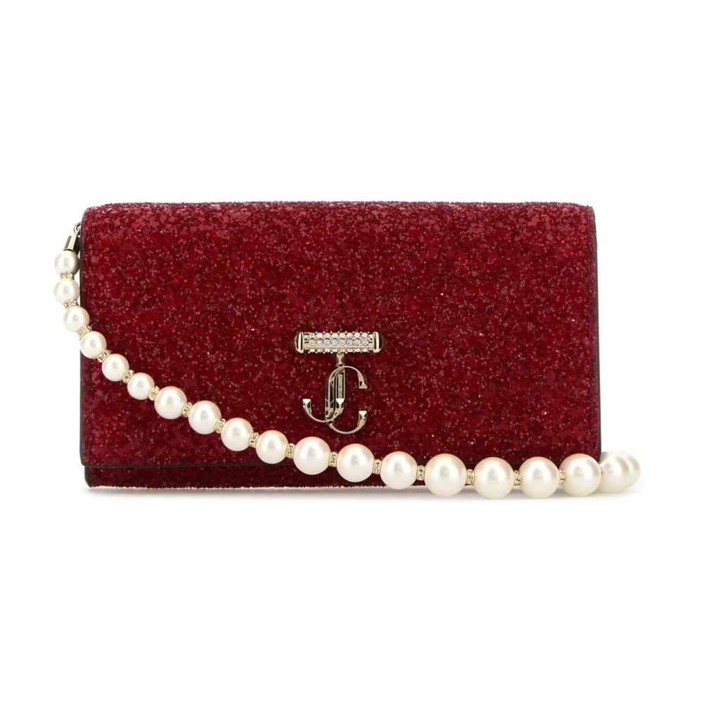 Jimmy Choo Stijlvolle Avenue Versierde Stoffen Portemonnee Red Dames