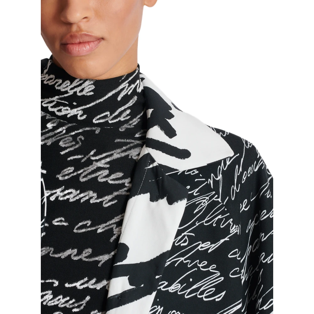 Balmain Lange omkeerbare jas met 'Liefdesbrief' print White Dames