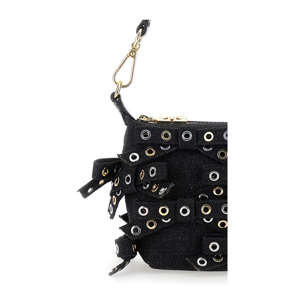 Ganni Zwarte schoudertas met strikdetail Black Dames
