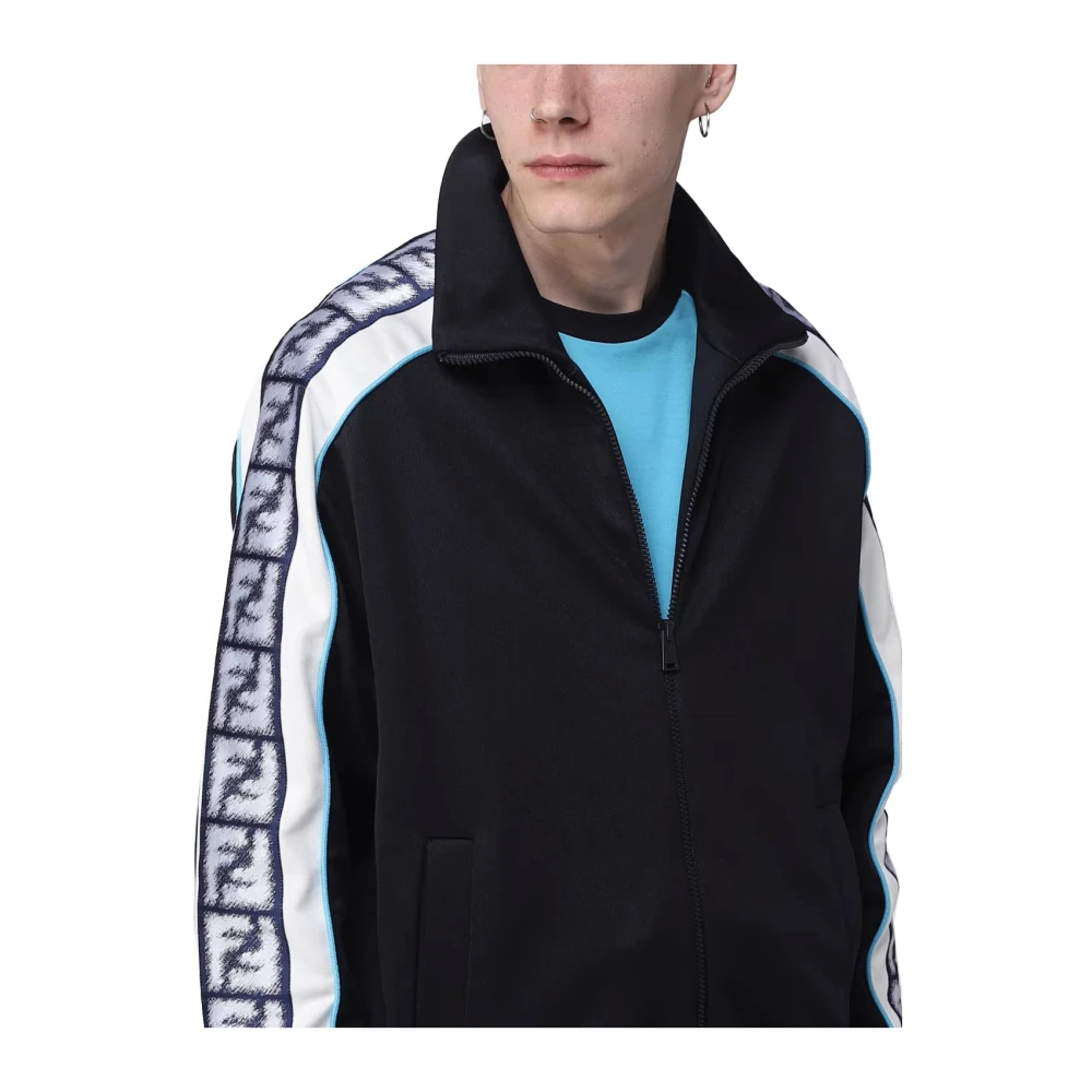 Fendi Logo FF Zip Sweatshirt Blue Heren
