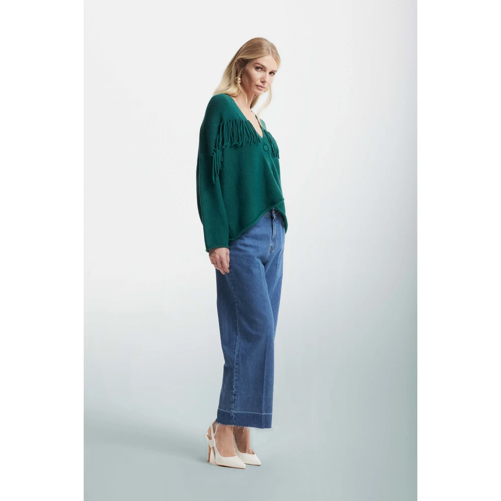Kocca Wijde jeans met details op de zoom Blue Dames