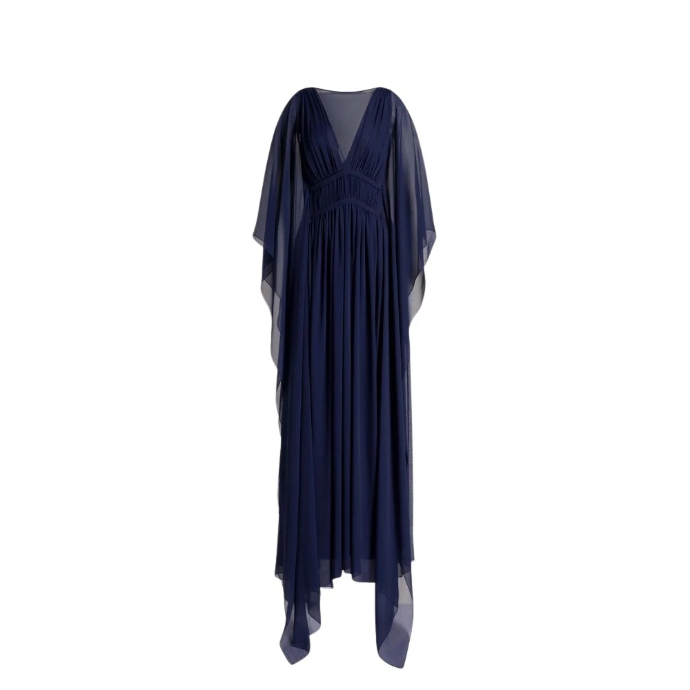 Alberta Ferretti Women's Blue Gowns, L, Silk Creponne Evening Dress