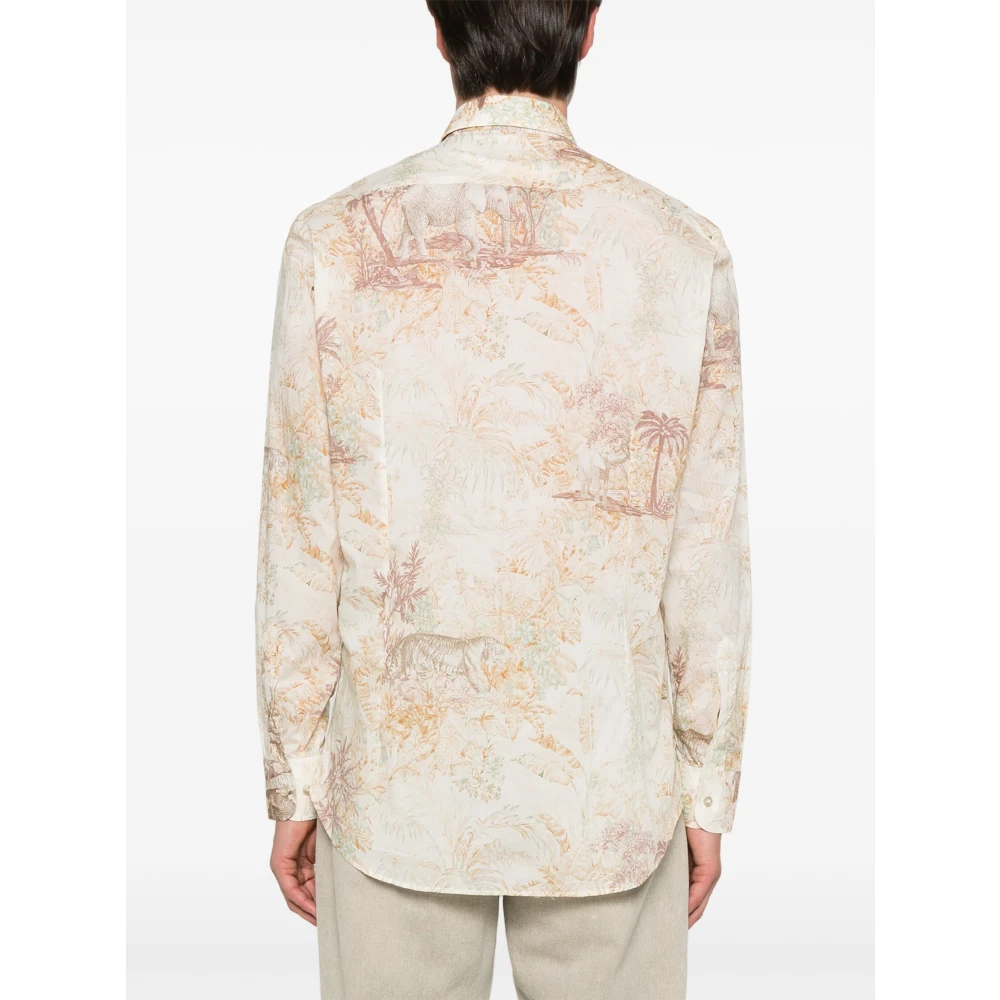 ETRO Bloemenprint overhemd met knoopsluiting Beige Heren