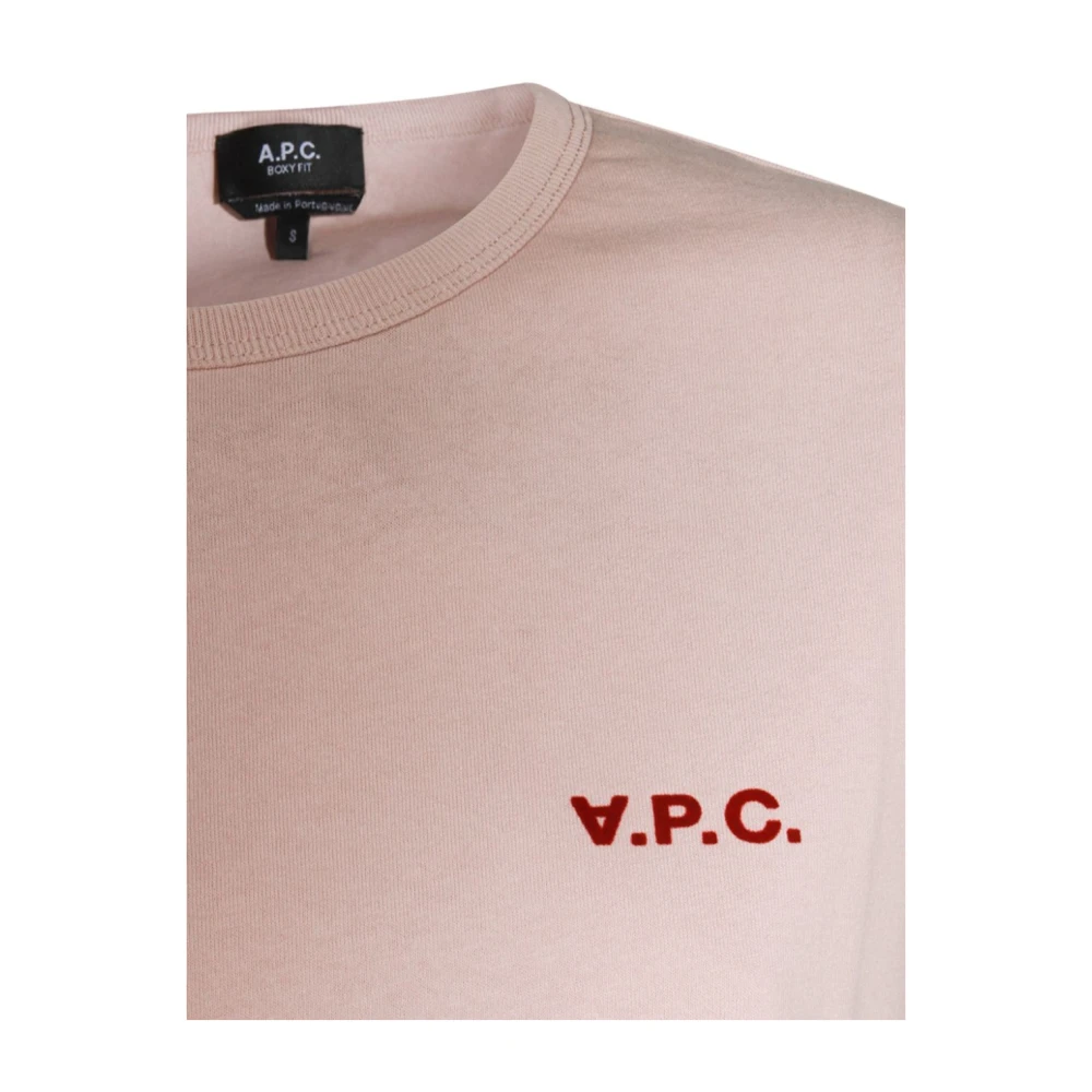 A.p.c. Contrasterend Logo Roze T-shirt Ronde Hals Pink Dames