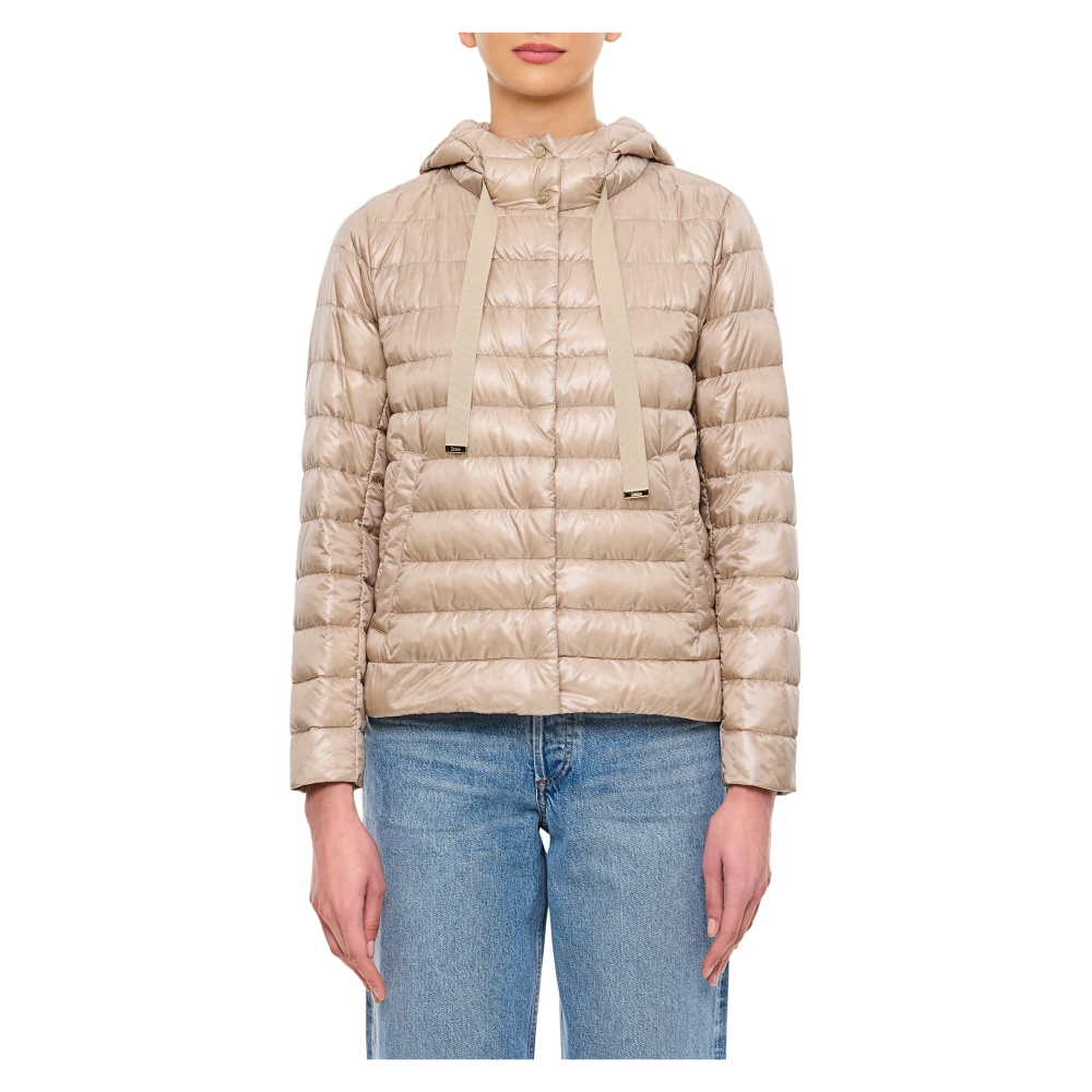Herno Women's Beige Winter Jackets, L, Nylon Ultralight Jacket