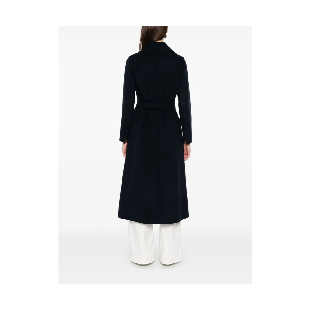 Max Mara Navy Blue Jas met Zelfstriksluiting Blue Dames