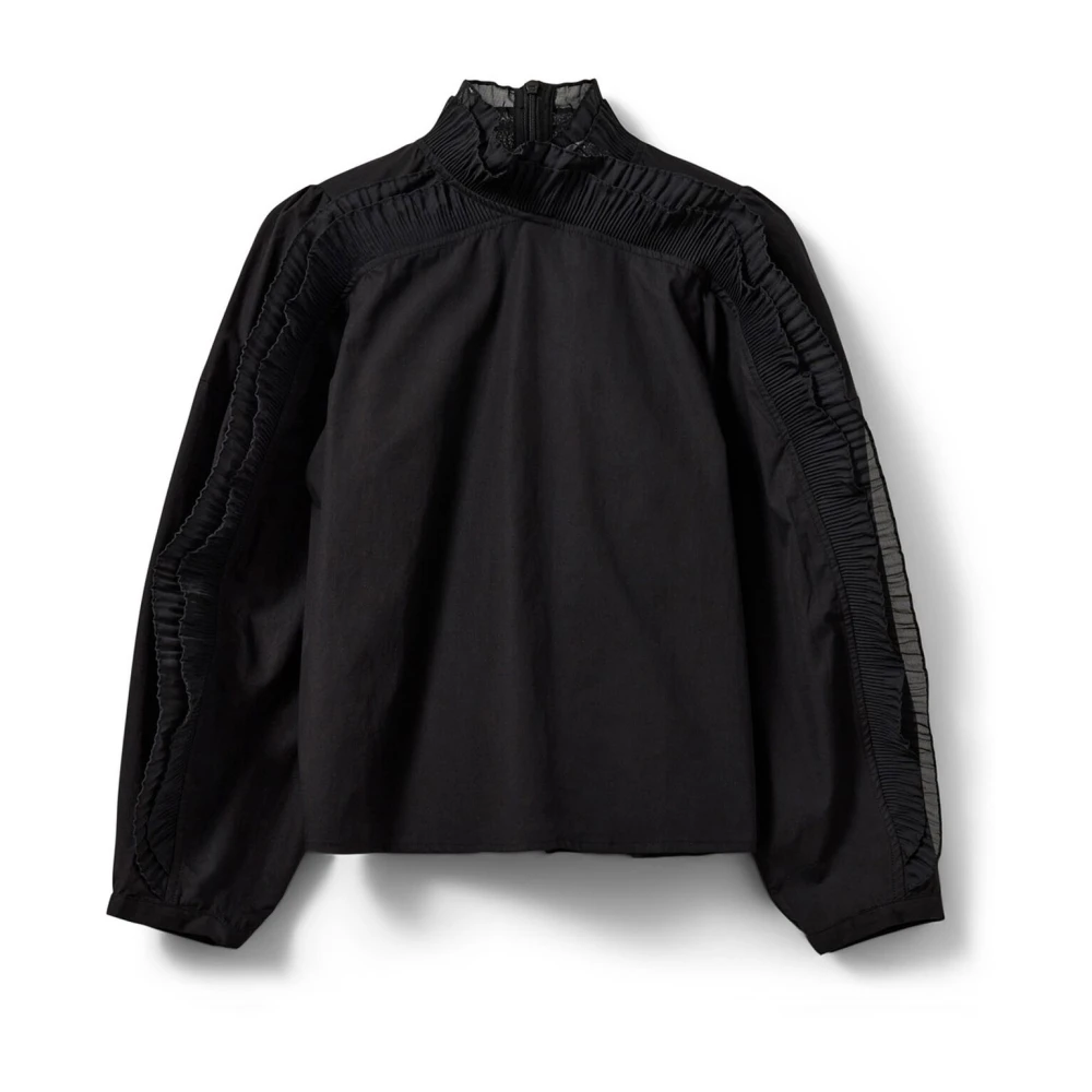 Sofie Schnoor Elegante Zwarte Blouse met Ruchedetails Black Dames