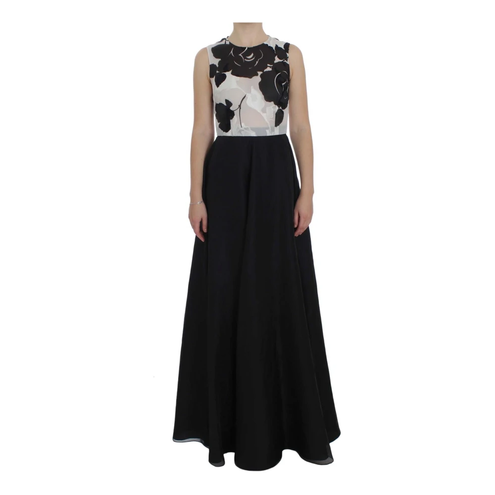 Dolce & Gabbana Women's Black Floral Silk Sheath Gown Dress