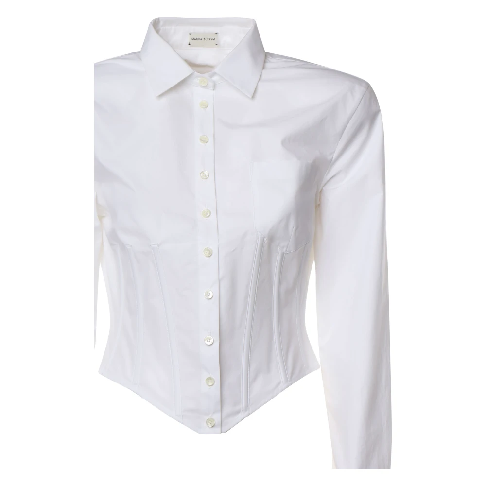 Magda Butrym Witte Katoenen Kort Shirt met Korset White Dames