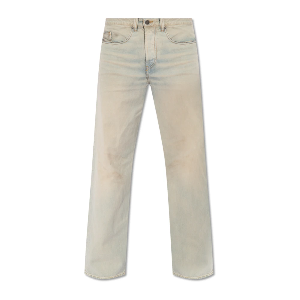 Diesel Jeans met relaxte pasvorm en rechte snit met distressed details Beige Heren