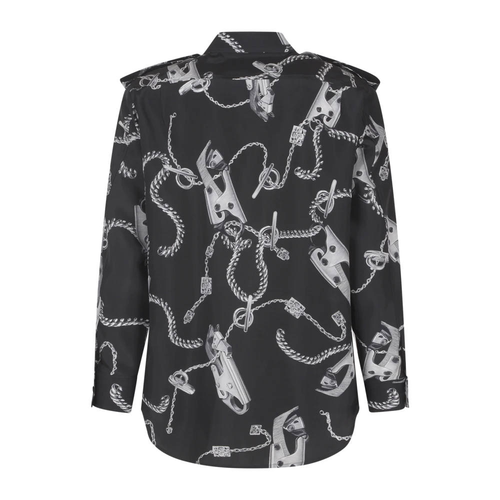 Burberry Zijden Poplin Overhemd met Handgeschilderde Kunst Black Dames