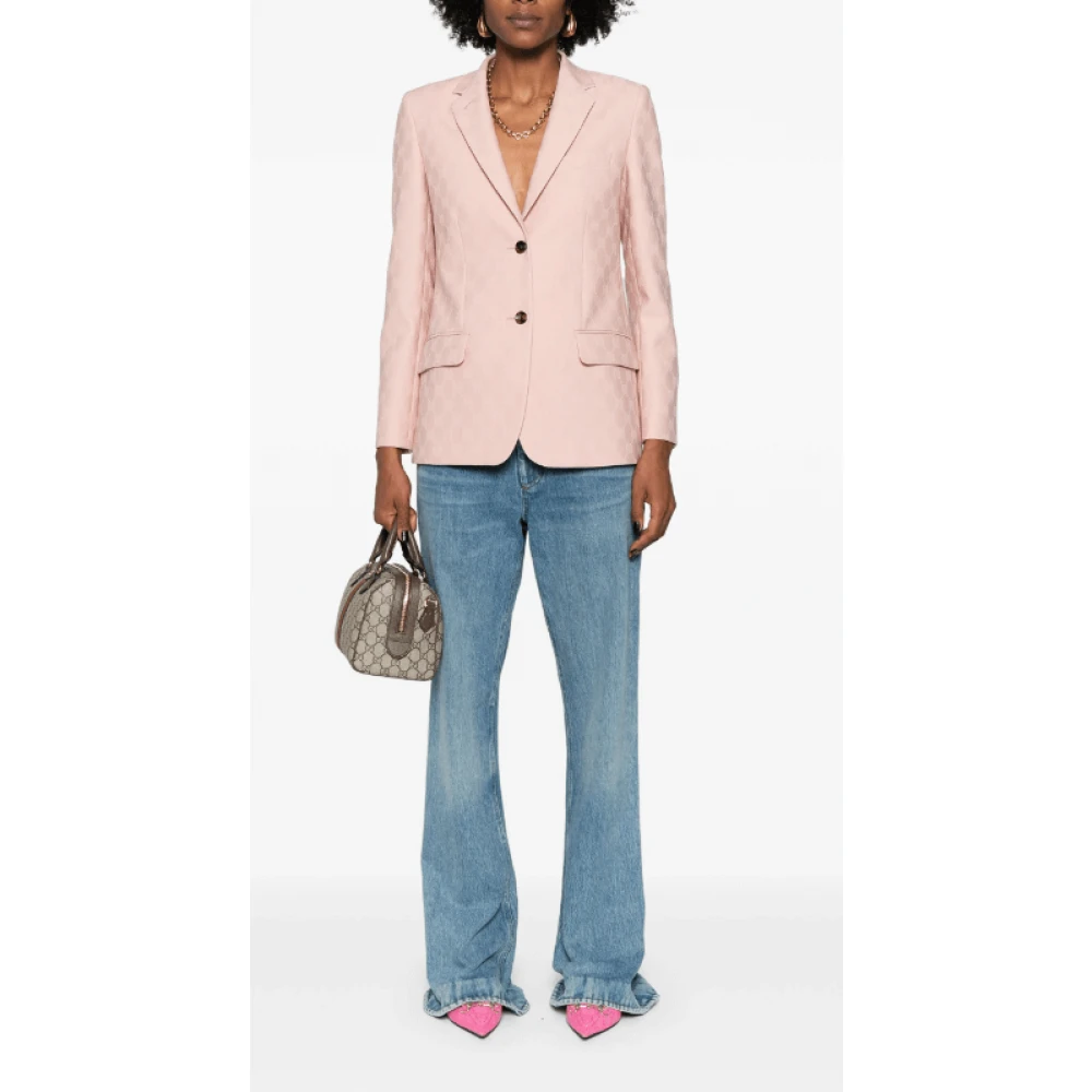 Gucci Roze wollen jacquard blazer Pink Dames