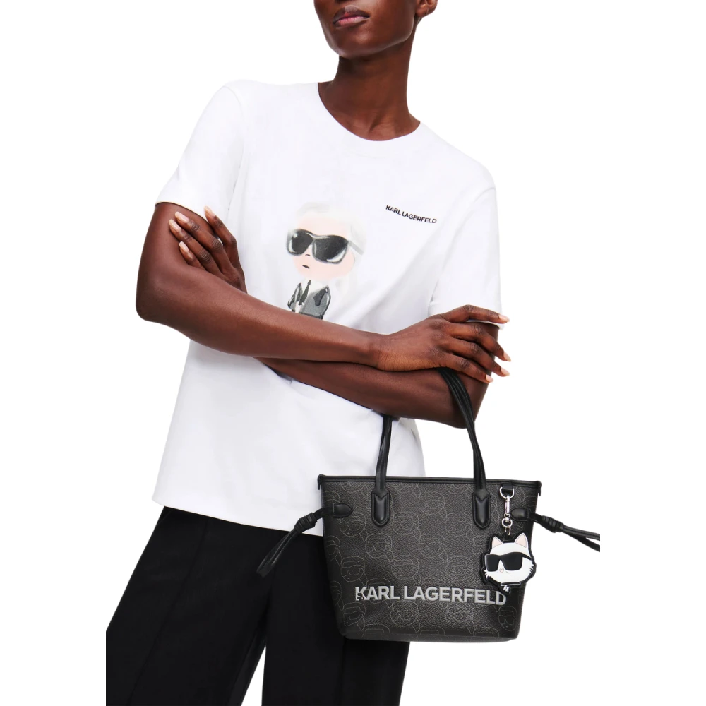 Karl Lagerfeld Tassen icoon mono cc sm tote a1w30134 nft aop Black Dames