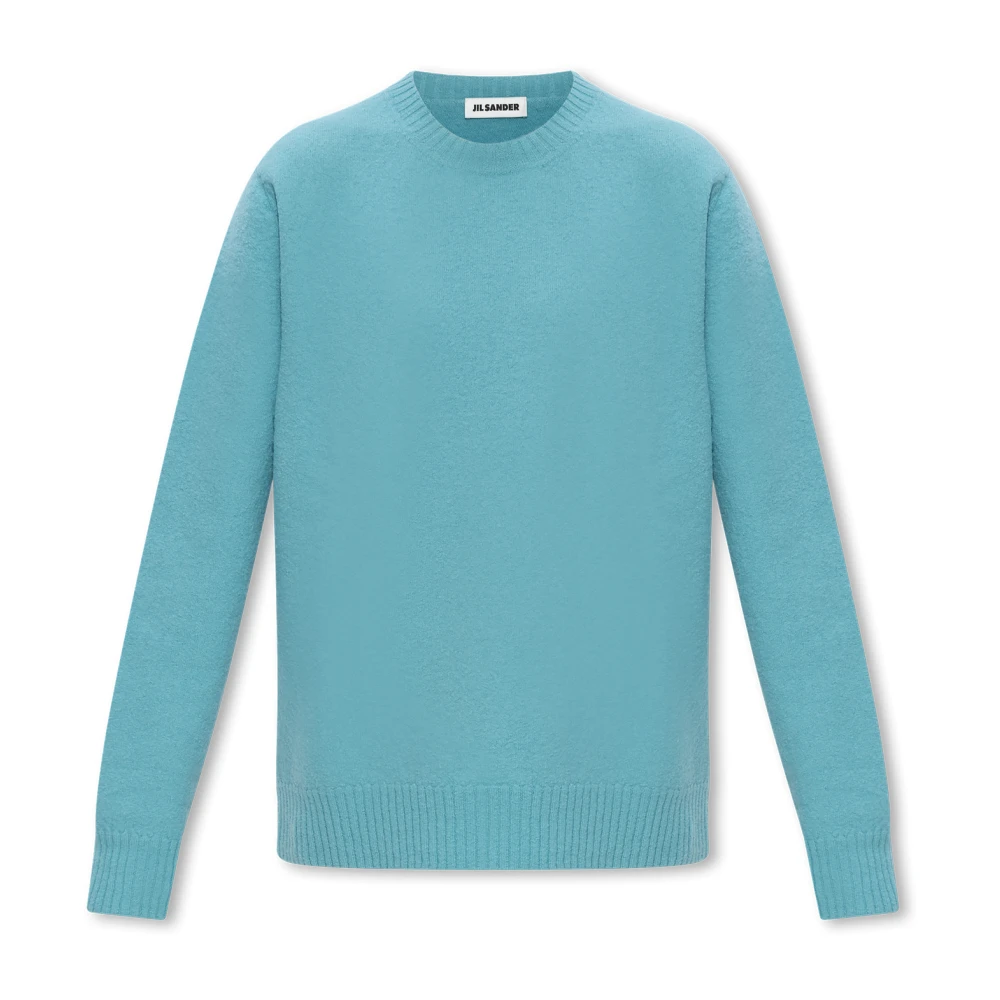 Jil Sander Wollen Crew Neck Sweater met losse pasvorm Blue Dames