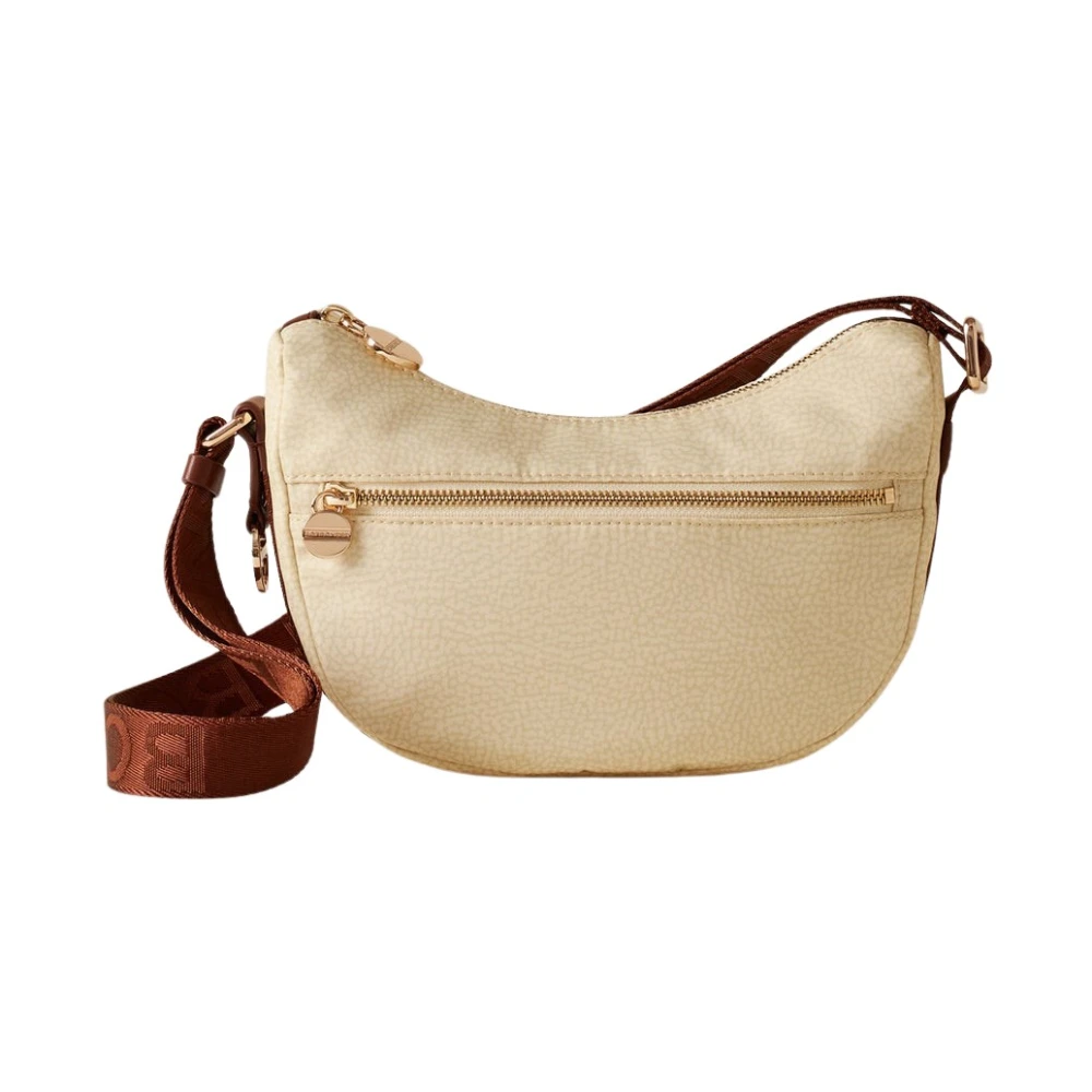 Borbonese Mini Luna tas in kamille leer White Dames