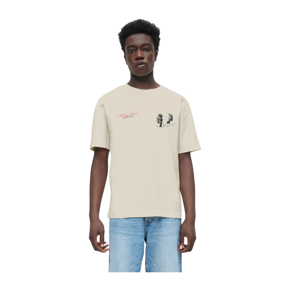 Filling Pieces T-shirt United by Nature Antique White Beige Heren
