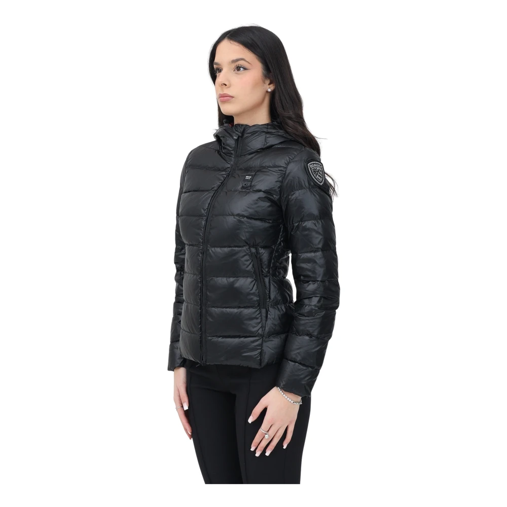 Blauer Zwarte Gewatteerde Pufferjas Vrouwen Black Dames