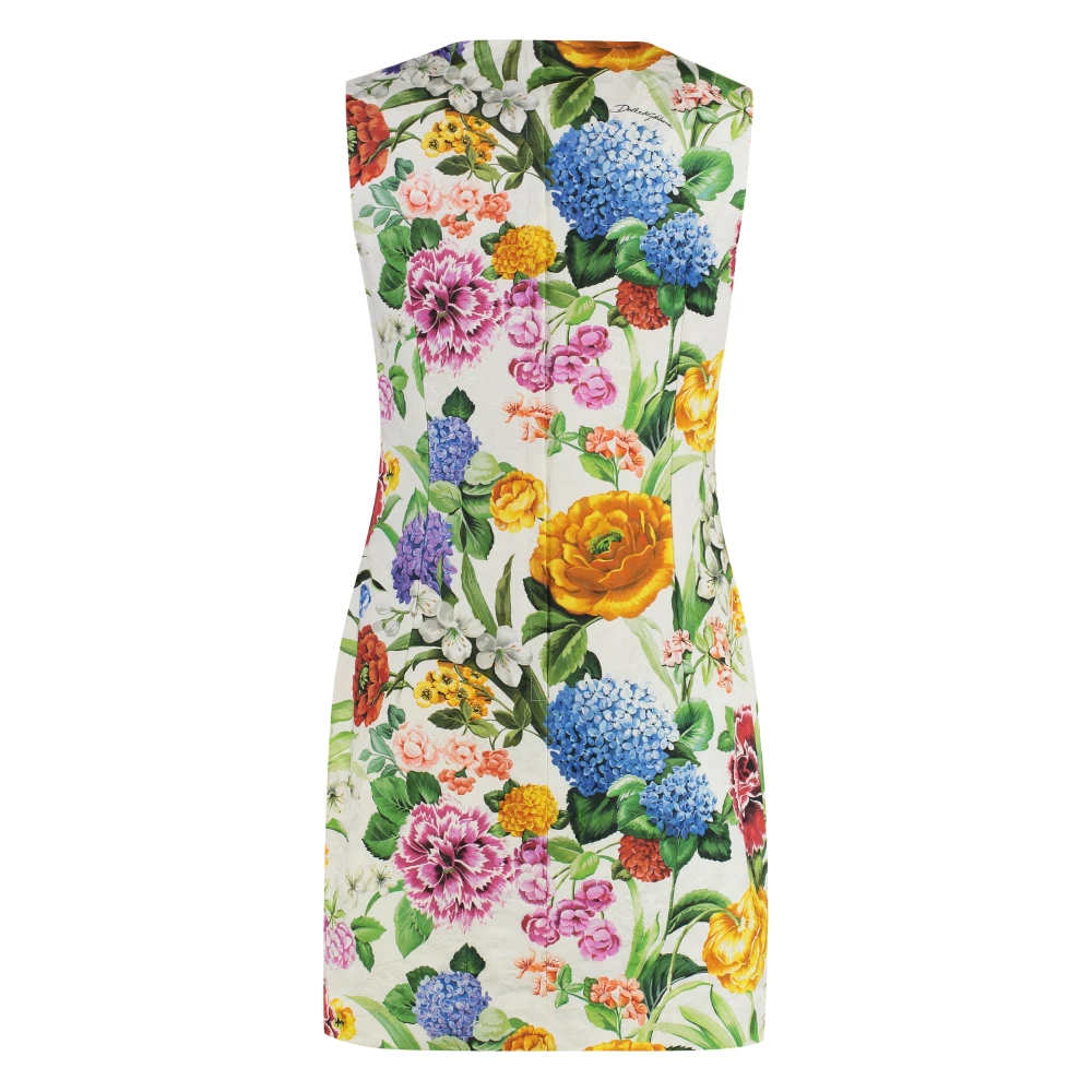 Dolce & Gabbana Bloemen Jacquard Katoenen Jurk Multicolor Dames