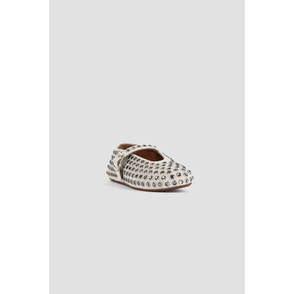 Alaïa Ballerina's van leer met strass Beige Dames