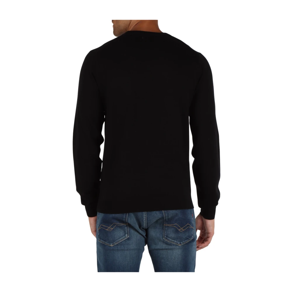 Sun68 Katoen en Merino wol trui Black Heren