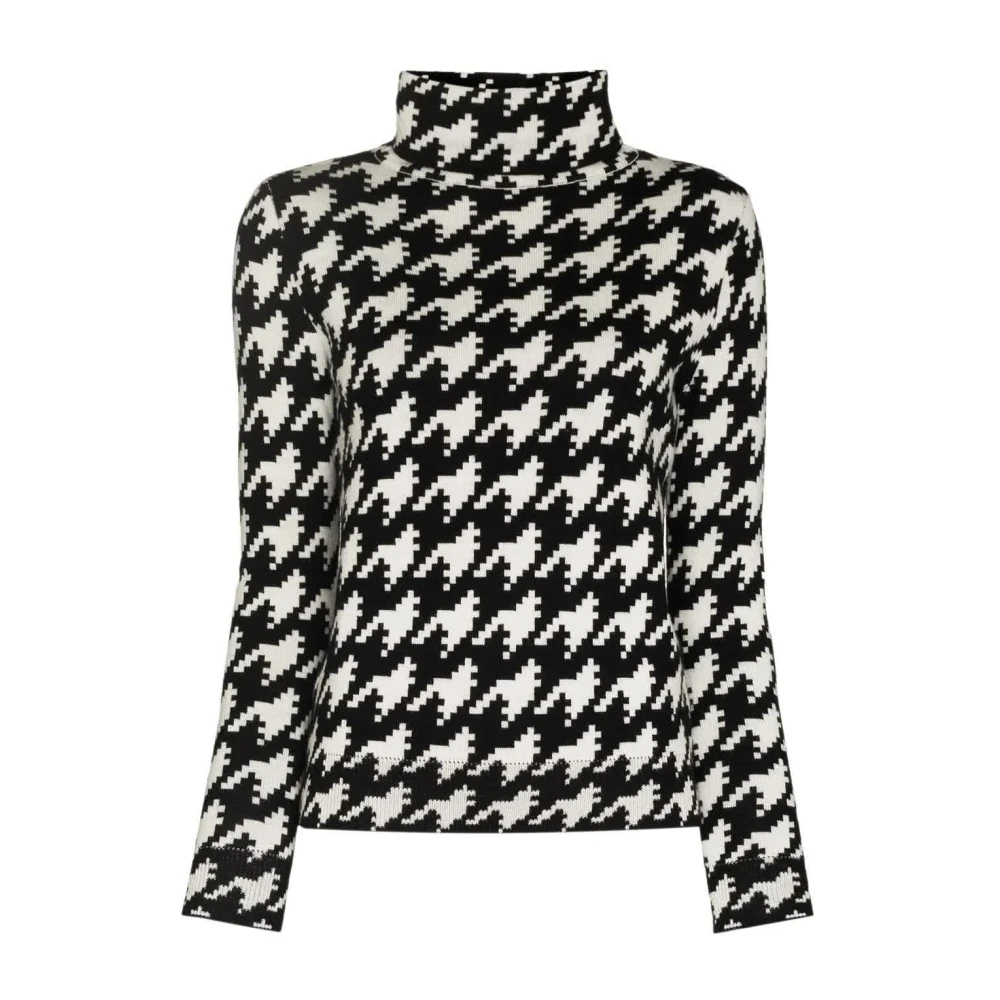 Perfect Moment Houndstooth Turtle Neck Coltrui Black Dames
