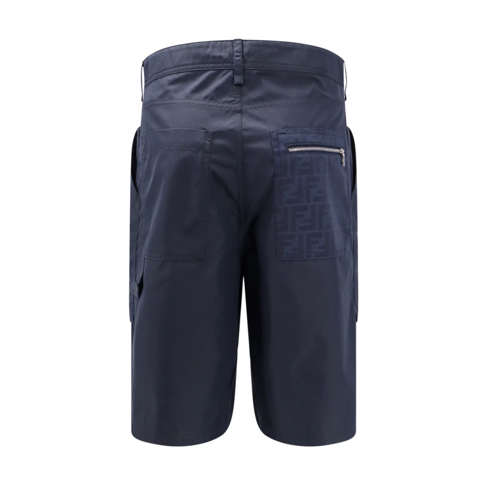 Fendi Katoenen Bermuda Shorts met FF Detail Blue Heren