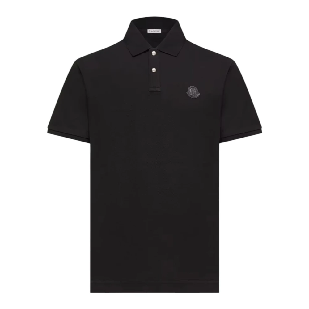 Moncler   Logo Patch Cotton Piquet Polo Shirt for Men in Black, Size: L - Image 4