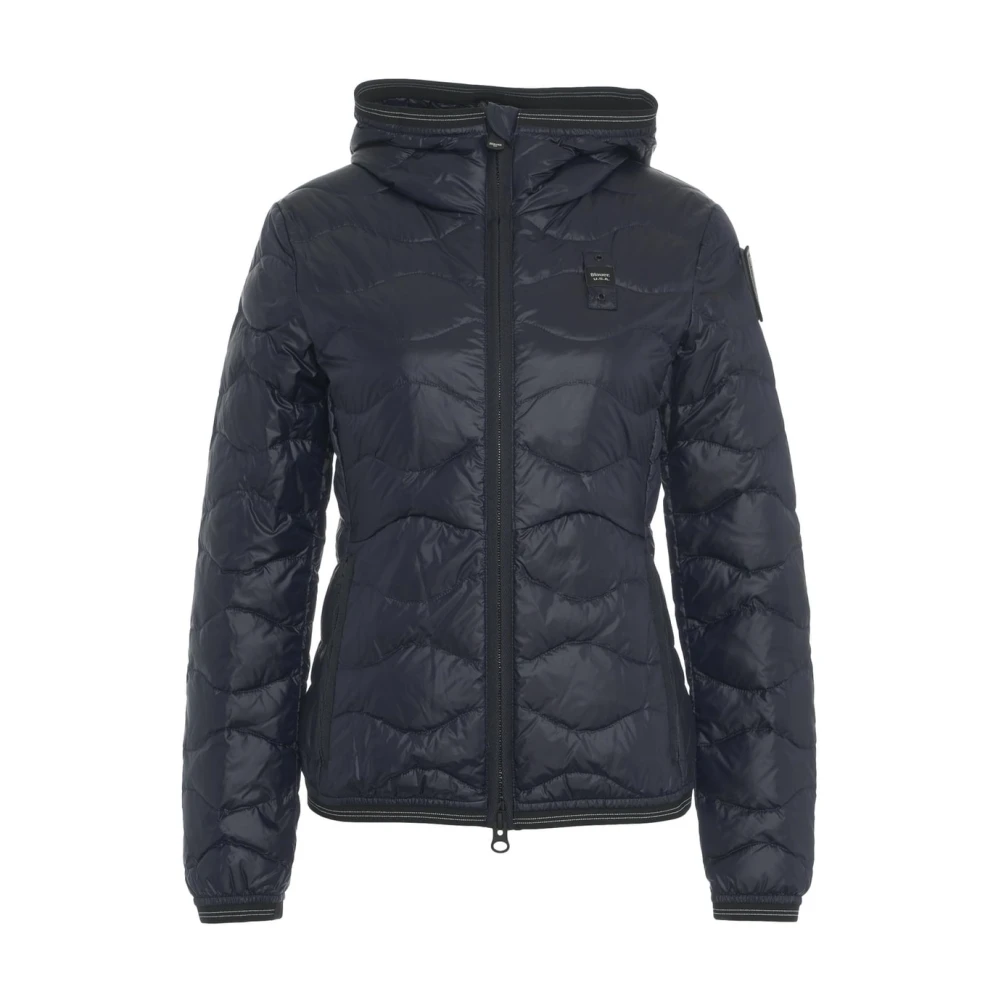 Blauer Blauwe Hooded Lichtgewicht Donsjas Blue Dames