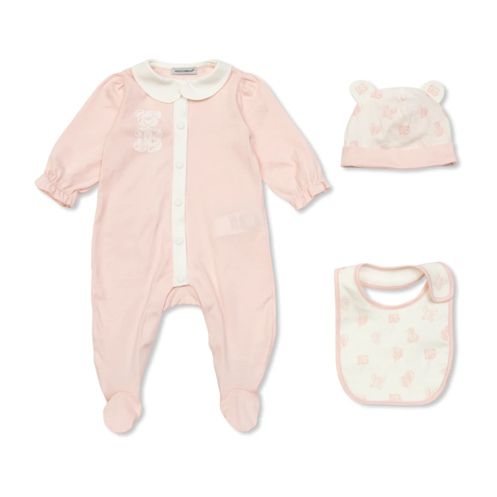 Dolce & Gabbana Set: mössa, haklapp och body Pink, Unisex