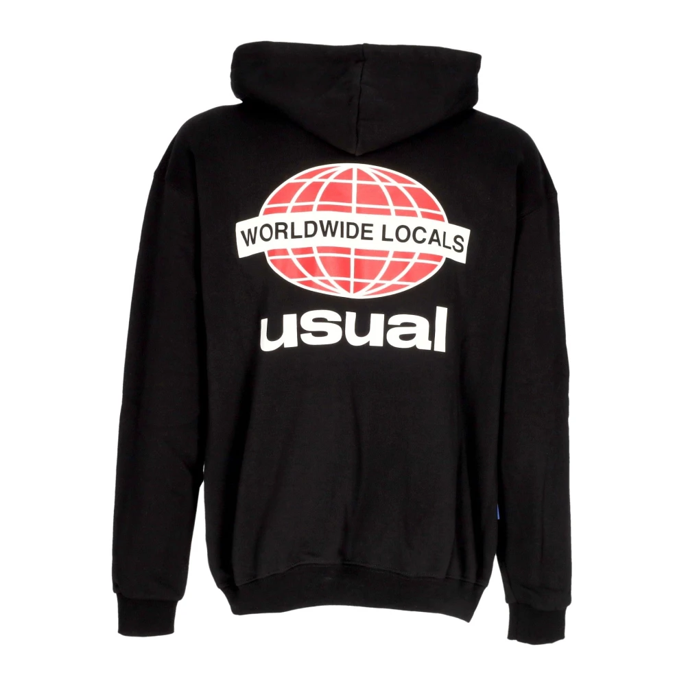 Usual Lokale Zwarte Hoodie met Kangoeroezak Black Heren
