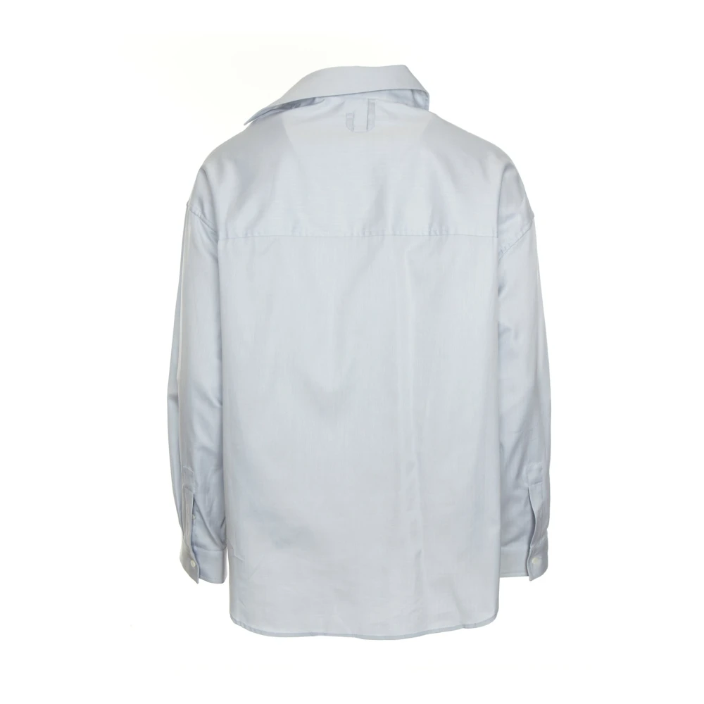 Jacquemus Asymmetrisch Oversized Shirt met Knoopdetail Blue Heren