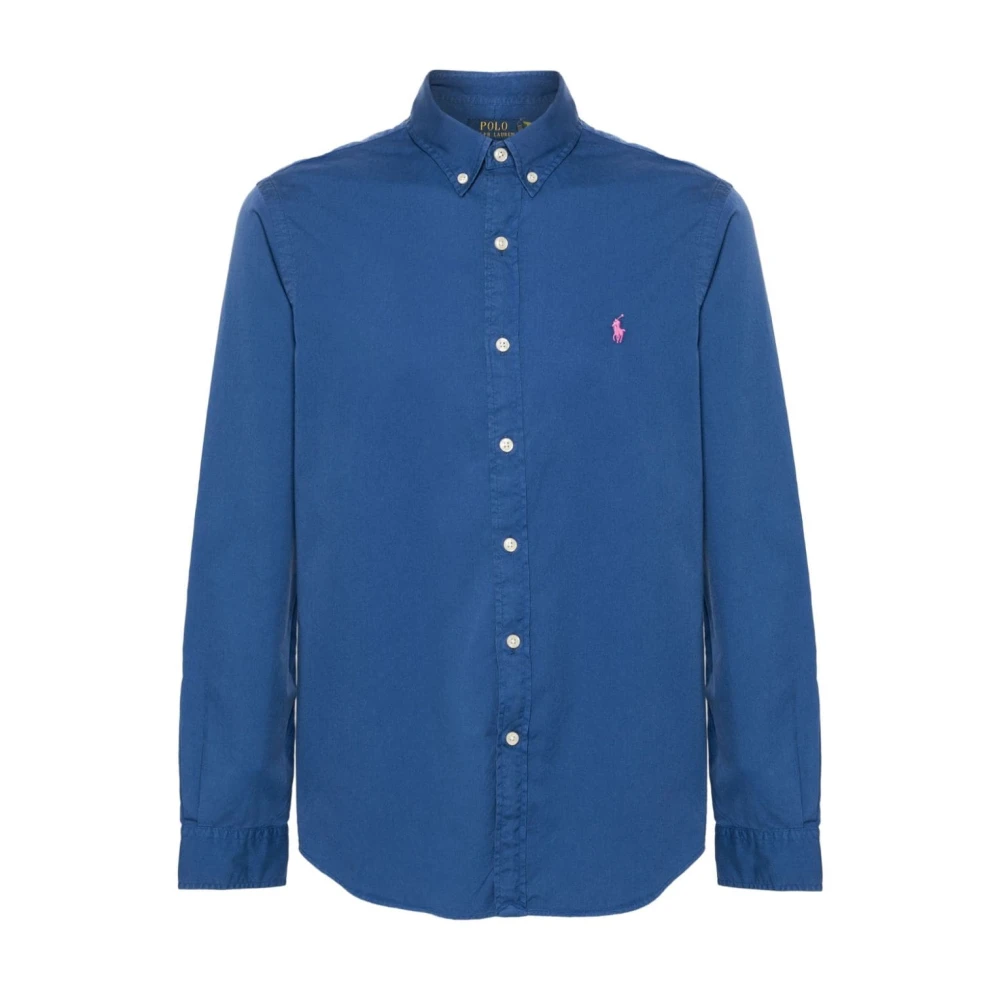 Ralph Lauren Slim-Fit Katoenen Twill Button-Down Overhemd Blue Heren