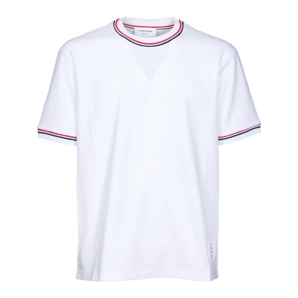 Thom Browne Vita T-shirts och Polos med Pinafore Metal White, Herr